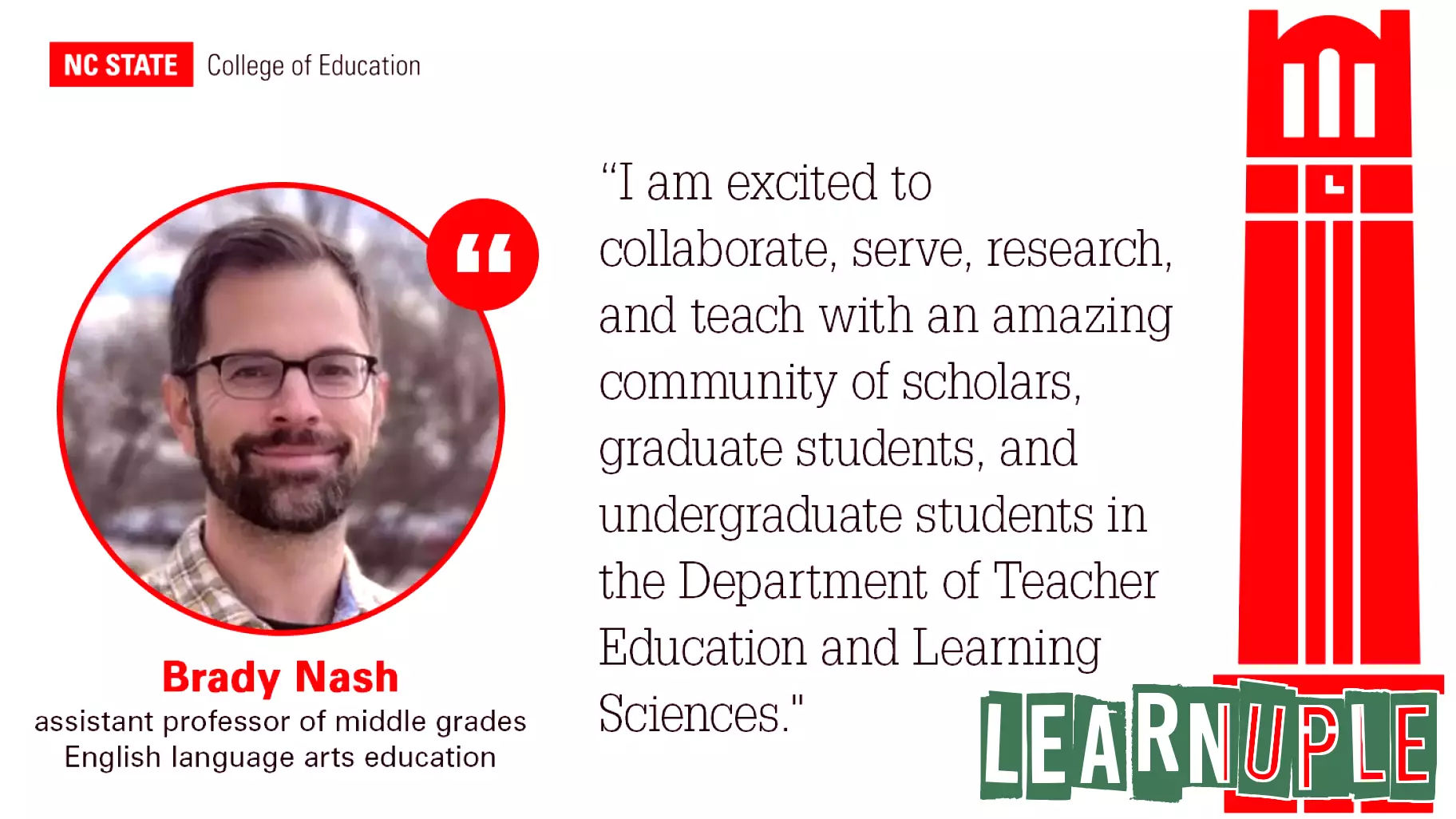 Brady L. Nash Appointed Assistant Professor in Middle Grades English Language Arts Education