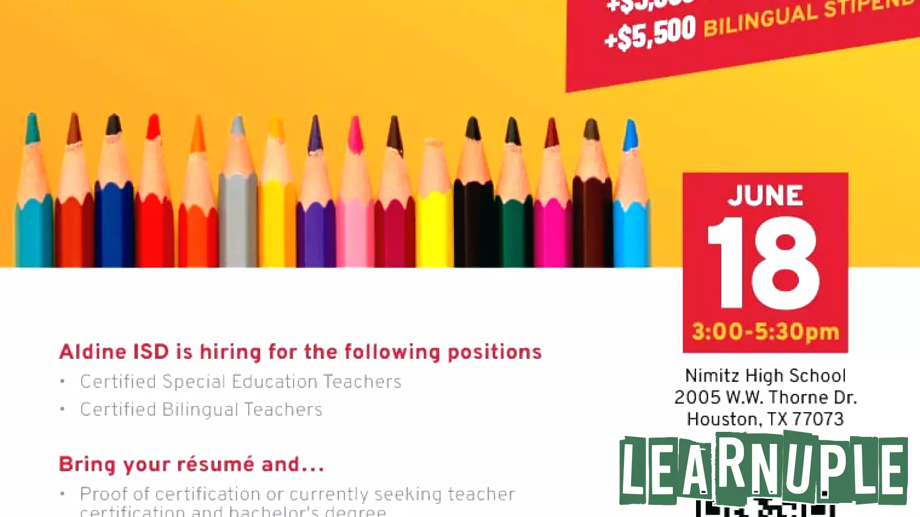 Upcoming Job Fair for Special Education and Bilingual Certified Teachers